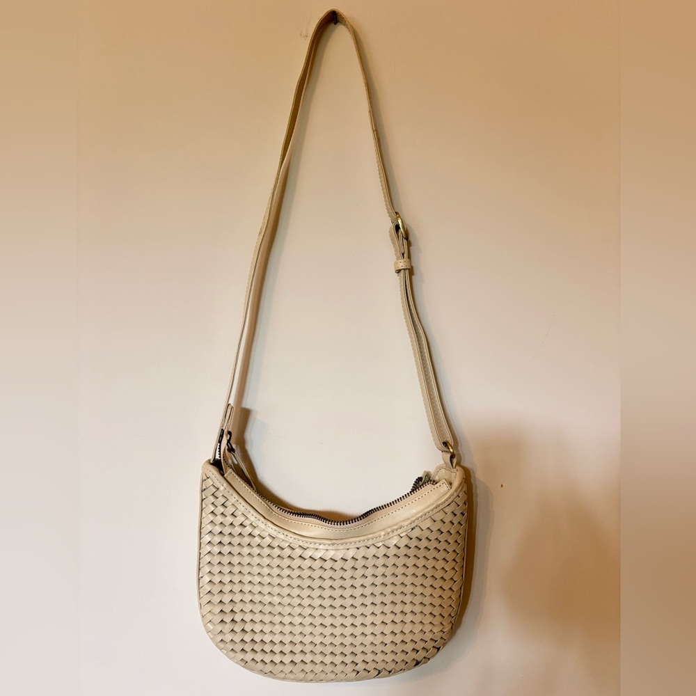 Bembien Woven Leather Mini Sling Bag in Cream